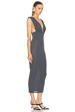 Alex Perry Ruched V Neck Dress in Iron, view 2, click to view large image.