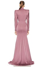 Alex Perry Long Sleeve V Neck Gown in Mauve, view 3, click to view large image.