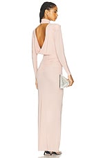 Alex Perry Draped Open Back Maxi Dress in Sepia, view 1, click to view large image.