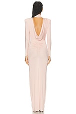 Alex Perry Draped Open Back Maxi Dress in Sepia, view 4, click to view large image.