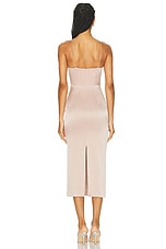 Alex Perry Satin Bustier Midi Dress in Sepia, view 3, click to view large image.