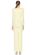 Alex Perry Plunging Satin Maxi Dress in Lemon, view 3, click to view large image.