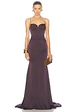 Alex Perry Satin Bustier Gown in Raisin, view 1, click to view large image.