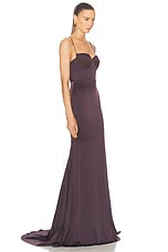 Alex Perry Satin Bustier Gown in Raisin, view 2, click to view large image.