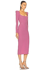 Alex Perry Tiernan Scoop Long Sleeve Dress in Rose, view 2, click to view large image.