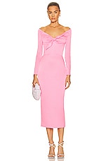 Alex Perry Peyton Off Shoulder Bow Tie Dress in Pink, view 1, click to view large image.