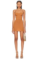 Alex Perry Deacon Cup Corset Mini Dress in Brown, view 1, click to view large image.