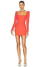 Alex Perry Aaron Portrait Long Sleeve Mini Dress in Strawberry, view 1, click to view large image.