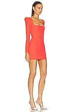 Alex Perry Aaron Portrait Long Sleeve Mini Dress in Strawberry, view 2, click to view large image.