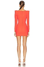 Alex Perry Aaron Portrait Long Sleeve Mini Dress in Strawberry, view 3, click to view large image.