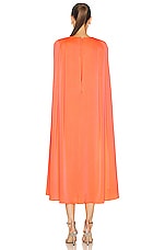 Alex Perry Beckett Crew Cape Dress in Coral, view 4, click to view large image.