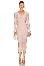 Alex Perry Marin Ruched Long Sleeve Dress in Blush, view 1, click to view large image.