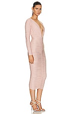 Alex Perry Marin Ruched Long Sleeve Dress in Blush, view 2, click to view large image.