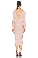 Alex Perry Marin Ruched Long Sleeve Dress in Blush, view 3, click to view large image.