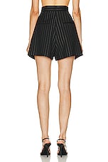 Alex Perry Pinstripe Pleat Short in Black, view 3, click to view large image.