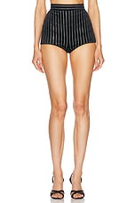 Alex Perry Crystal Velvet Mini Short in Black, view 1, click to view large image.