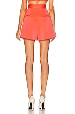 Alex Perry Porter Pleat Short in Coral, view 3, click to view large image.
