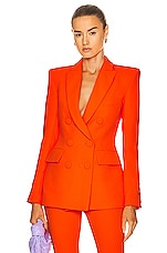 Alex Perry Landon Double Breast Fitted Blazer in Fluro Orange, view 1, click to view large image.