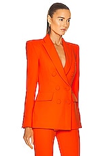 Alex Perry Landon Double Breast Fitted Blazer in Fluro Orange, view 2, click to view large image.