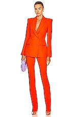Alex Perry Landon Double Breast Fitted Blazer in Fluro Orange, view 4, click to view large image.