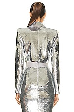 Alex Perry Pagett Sequin Crop Blazer in Silver, view 3, click to view large image.