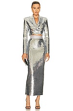 Alex Perry Pagett Sequin Crop Blazer in Silver, view 4, click to view large image.