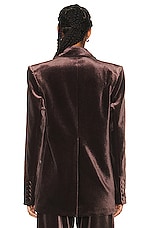 Alex Perry Barlow Velvet Oversized Blazer in Brown, view 4, click to view large image.