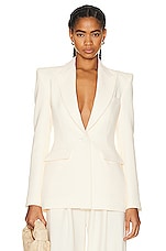 Alex Perry Stone Fitted Blazer in Cream, view 1, click to view large image.