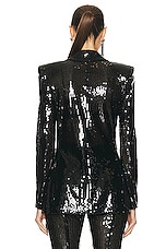 Alex Perry Sequin Fitted Blazer in Black, view 4, click to view large image.