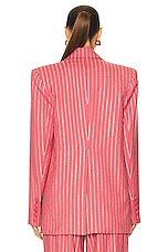Alex Perry Oversized Crystal Pinstripe Blazer in Garnet Rose, view 3, click to view large image.