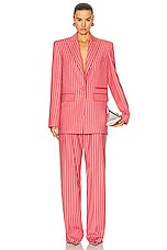 Alex Perry Oversized Crystal Pinstripe Blazer in Garnet Rose, view 4, click to view large image.
