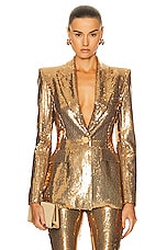 Alex Perry Fitted Sequin Blazer in Gold, view 1, click to view large image.