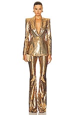 Alex Perry Fitted Sequin Blazer in Gold, view 4, click to view large image.