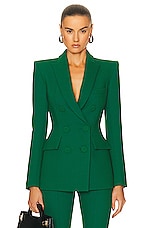 Alex Perry Double Breasted Fitted Blazer in Emerald, view 1, click to view large image.