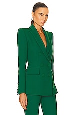 Alex Perry Double Breasted Fitted Blazer in Emerald, view 2, click to view large image.