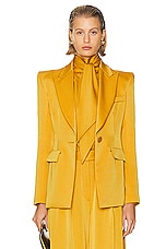 Alex Perry Fitted Satin Blazer in Gold, view 1, click to view large image.