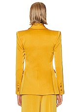 Alex Perry Fitted Satin Blazer in Gold, view 4, click to view large image.