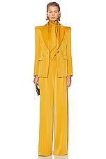 Alex Perry Fitted Satin Blazer in Gold, view 5, click to view large image.