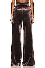Alex Perry Rowe Velvet Pleat Pant in Brown, view 3, click to view large image.