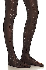 Alex Perry Crystal Rane Jersey Stocking in Brown, view 5, click to view large image.