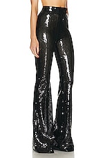 Alex Perry Sequin Flare Trouser in Black, view 2, click to view large image.