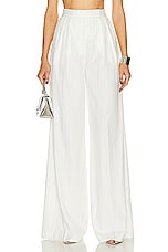Alex Perry Pinstripe Pleat Wide Leg Trouser in White, view 1, click to view large image.