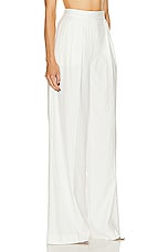 Alex Perry Pinstripe Pleat Wide Leg Trouser in White, view 2, click to view large image.