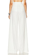 Alex Perry Pinstripe Pleat Wide Leg Trouser in White, view 3, click to view large image.
