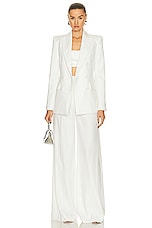 Alex Perry Pinstripe Pleat Wide Leg Trouser in White, view 4, click to view large image.