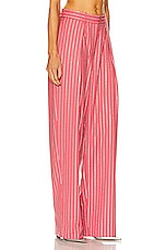 Alex Perry Low Rise Crystal Pinstripe Pleat Trouser in Garnet Rose, view 2, click to view large image.