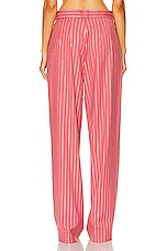Alex Perry Low Rise Crystal Pinstripe Pleat Trouser in Garnet Rose, view 3, click to view large image.