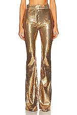 Alex Perry Flare Sequin Trouser in Gold, view 1, click to view large image.
