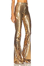 Alex Perry Flare Sequin Trouser in Gold, view 2, click to view large image.