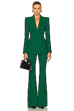 Alex Perry Flare Trouser in Emerald, view 4, click to view large image.